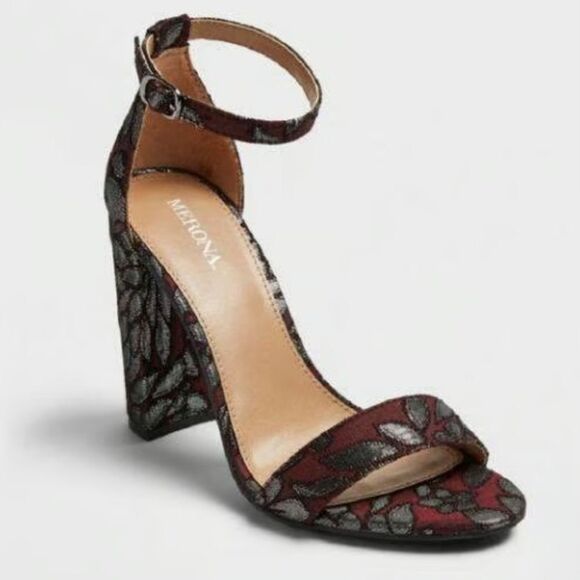 MERONA LULU FLORAL EMBROIDERED BLOCK HEEL SANDAL - Picture 1 of 16